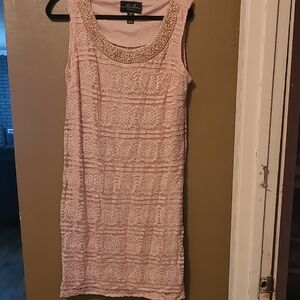 R & M Richards Pink Sheath Midi Dress Sleeveless Scoop Neck